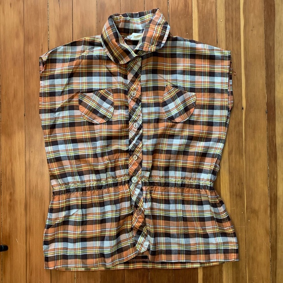 70s vintage plaid shirt M - Picture 1 of 4